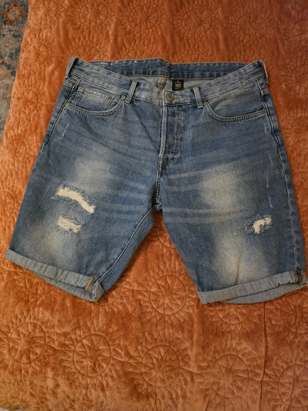 H&M Men's Light Blue Distressed Denim Jean Shorts